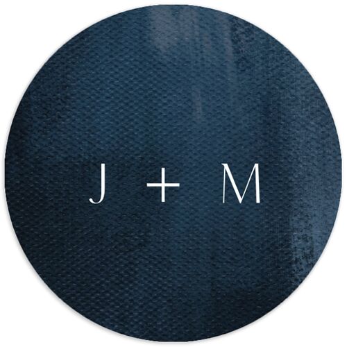 Modern Canvas Wedding Stickers Dark Navy