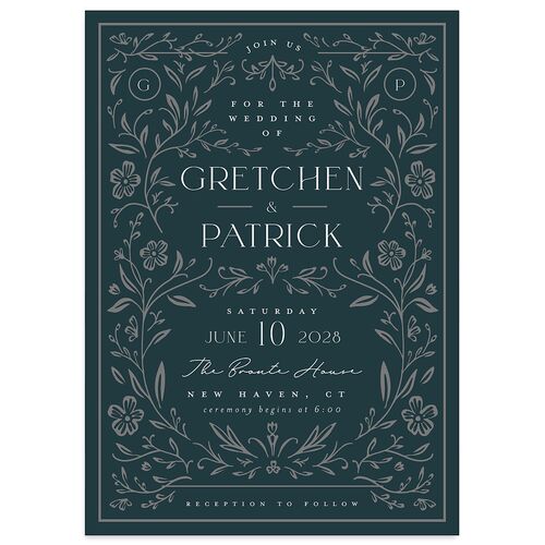 Ornate Storybook Wedding Invitations Dark Emerald Signature Blank No Standard