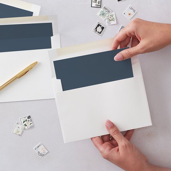Just Married Christmas Envelope Liners Navy Standard
