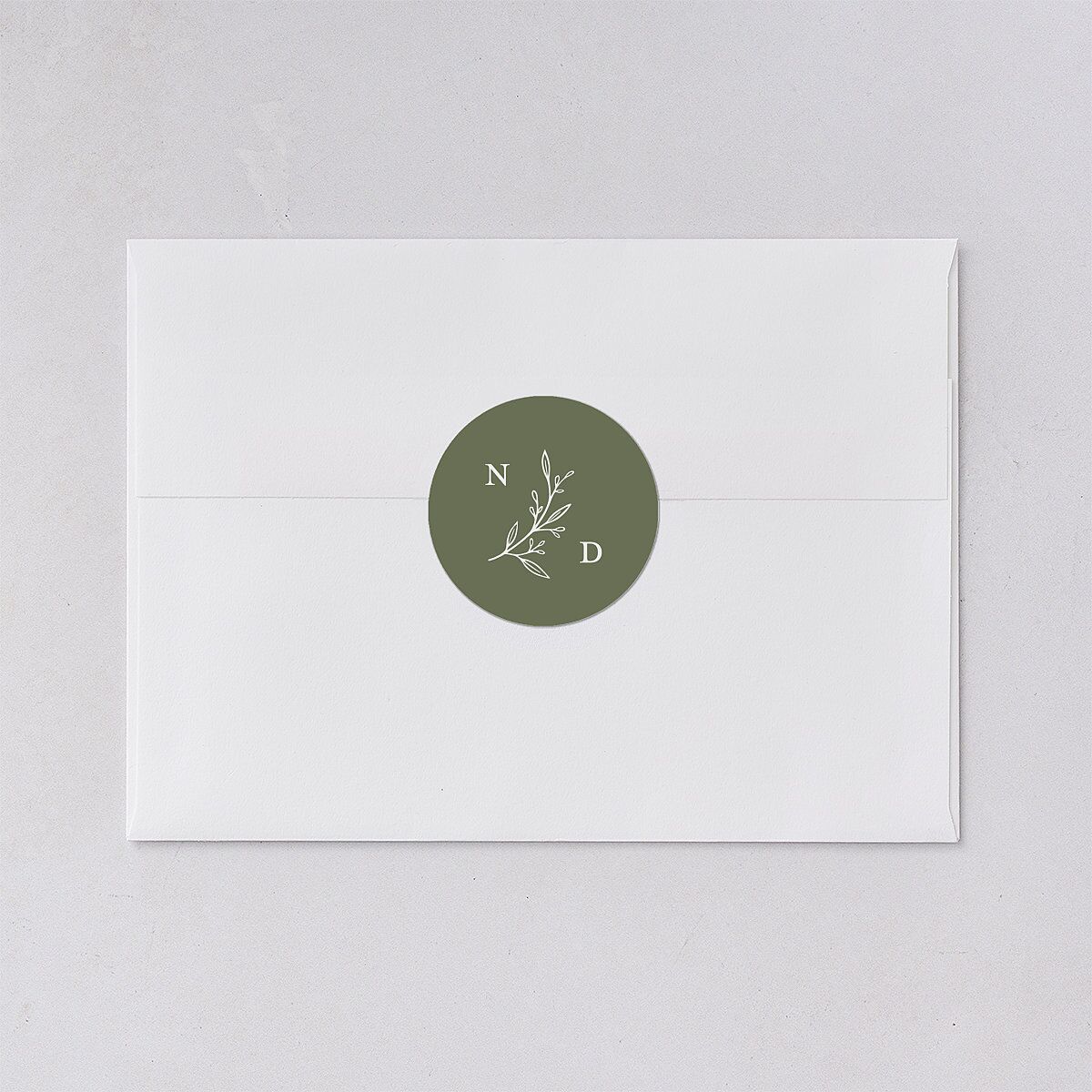 Botanical Monogram Wedding Stickers Dark Camo Circle