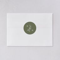 Botanical Monogram Wedding Stickers Dark Camo Circle