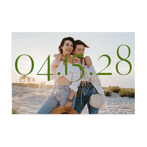Hawaiian Tropical Monstera Frame Save the Date Postcards Scottish Green