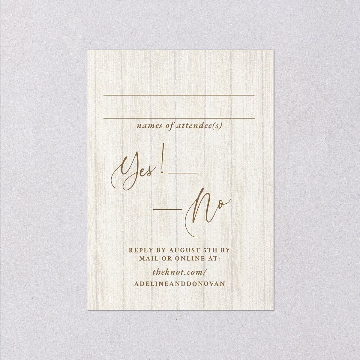 Farmhouse Lights Wedding Response Cards Walnut Signature Standard