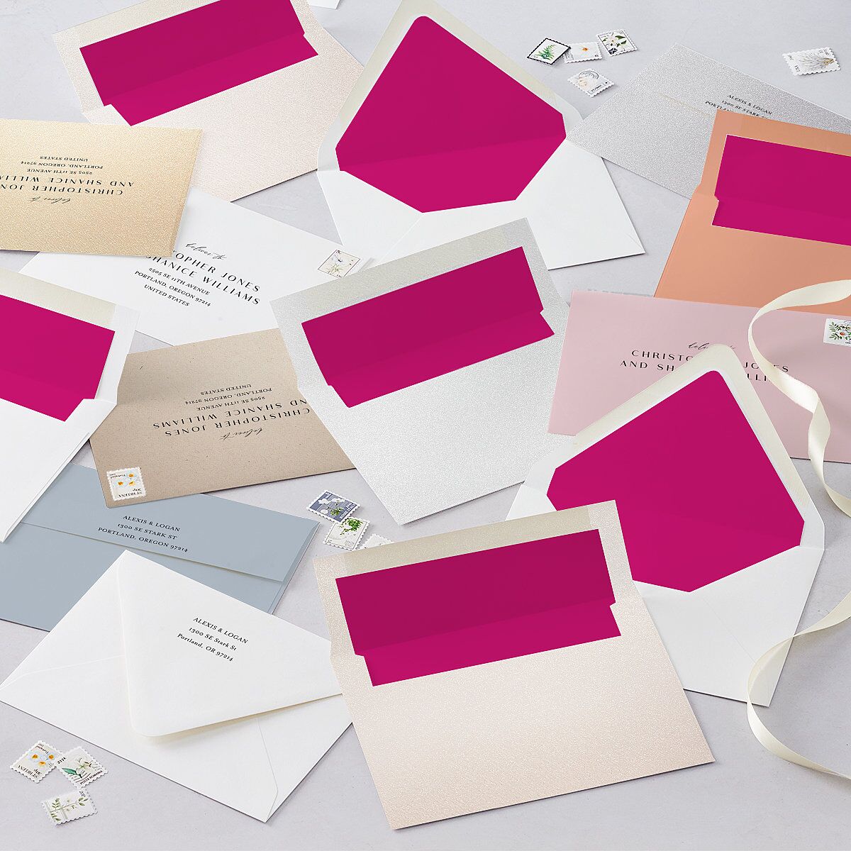 Blooming Dahlias Euro Envelope Liners Hot Pink Luxe