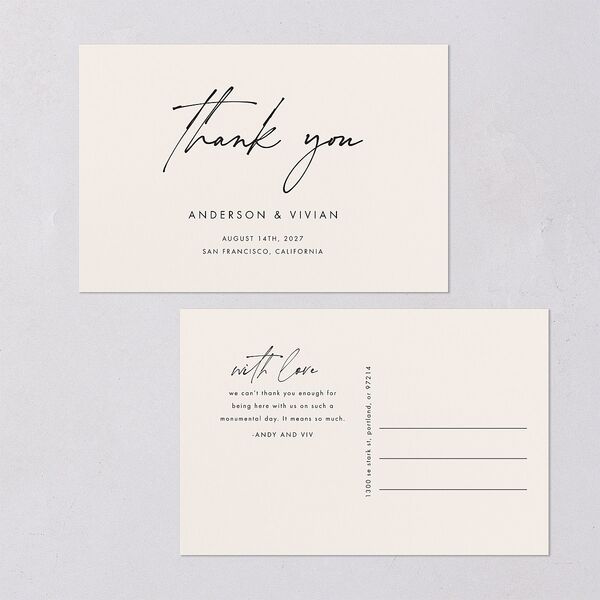 Simply Script Thank You Postcards Linen