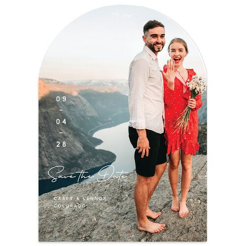 Modern Photograph Save The Date Cards Umber Signature smooth Blank No Arch