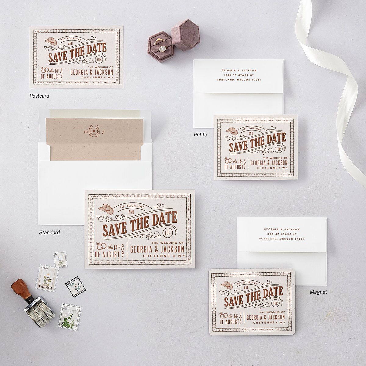 Western I Do BBQ Save The Date Magnets Saddle Magnet Paper