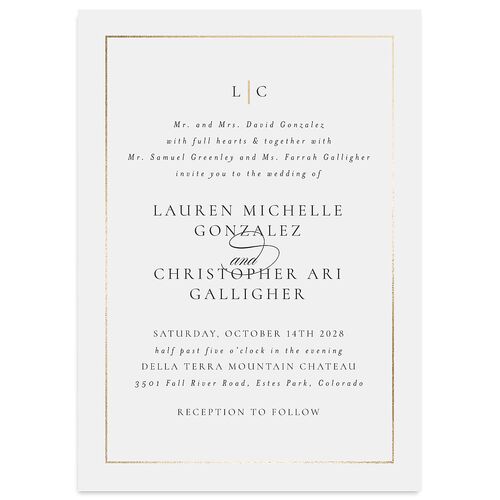 Timeless Frame Wedding Invitations Gold Mist Signature Blank No Standard