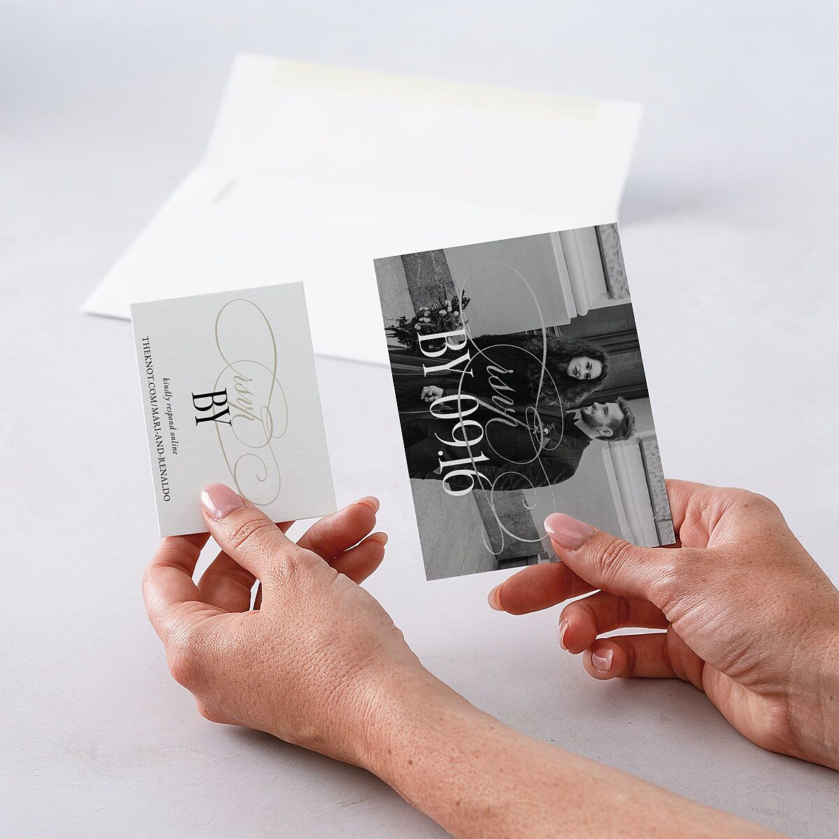 Polished Photo Foil QR Code RSVP Cards Pure White Signature Standard