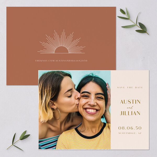 Modern Romantic Save The Date Cards Chestnut Signature smooth Blank No