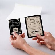 Halloween Tarot Skeletons QR Code RSVP Cards Midnight Signature Standard