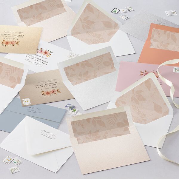 Elegant Botanical Autumn Floral Euro Envelope Liners Soft Peach Luxe