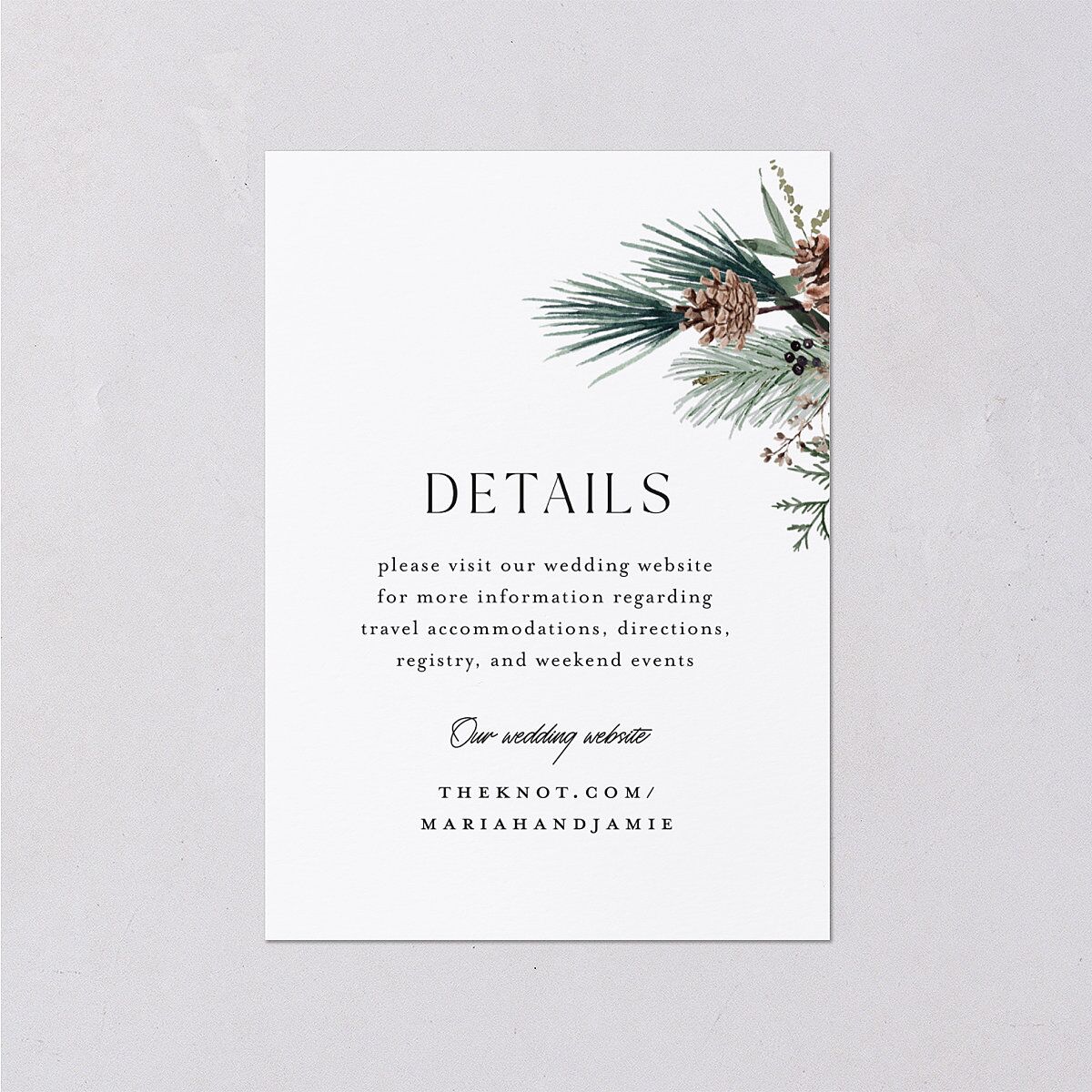 Rustic Pine Wedding Enclosure Cards Eucalyptus Signature