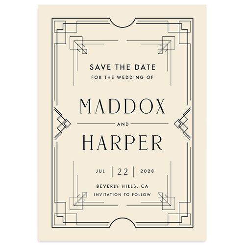 Vintage Hollywood Save The Date Cards Linen Signature smooth Blank No Standard