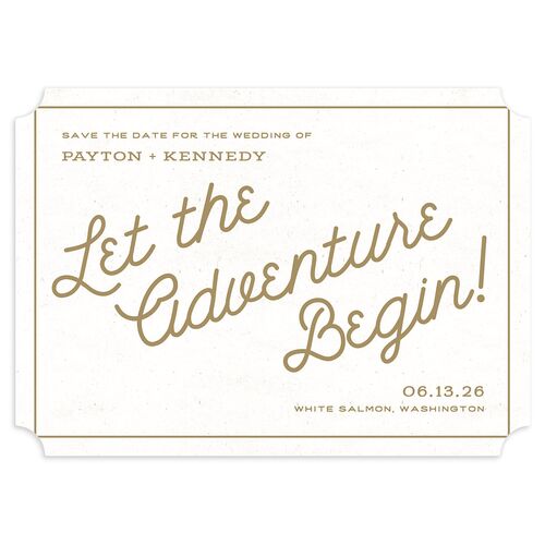 Happy Campers Save The Date Cards Biscotti Signature smooth Blank No Ticket