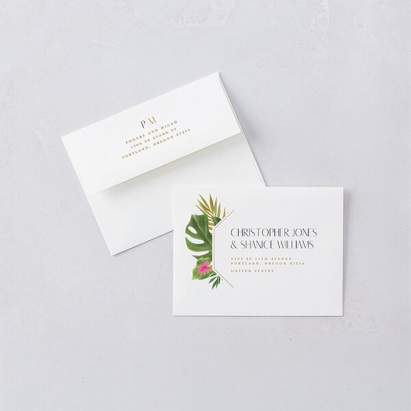 Hawaiian Tropical Monstera Frame Thank You Cards Moody Blue