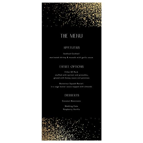 Shimmering Frame Menus Gold Licorice Signature