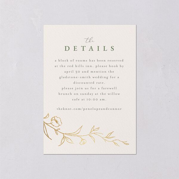 Graceful Botanical Foil Wedding Enclosure Cards Greenery Gold Signature Standard