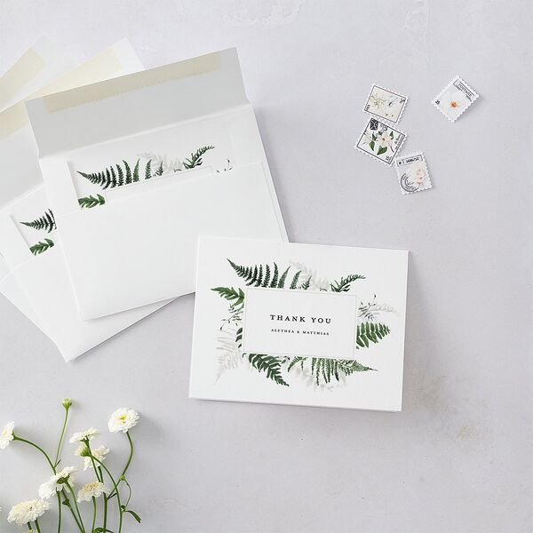 Woodsy Ferns Thank You Cards Scottish Green