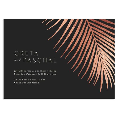 Lavish Palm Wedding Invitations Rose Gold Licorice Signature Blank No Standard