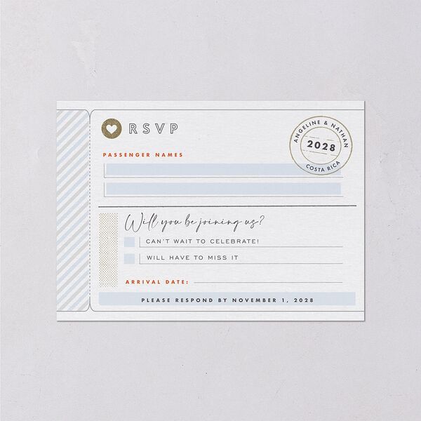 Vintage Boarding Pass Travel Ticket Wedding Response Cards Slate Signature Standard