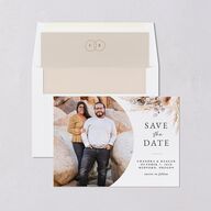 Bohemian Hoop Save The Date Cards Camel Signature smooth Blank No Standard