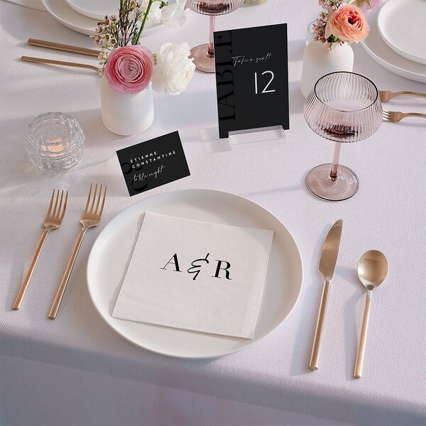 Modern Vow Luncheon Napkins Charcoal Napkin Uncoined