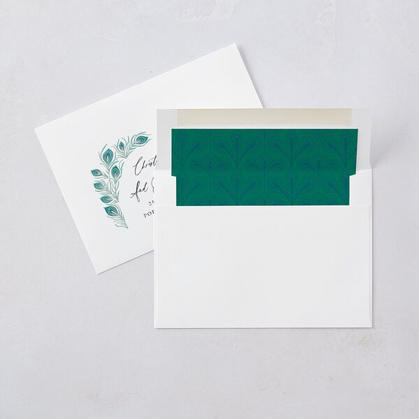 Peacock Nouveau Rehearsal Dinner Invitations Linen Signature Blank Standard