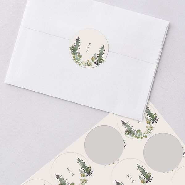 Elegant Mountain Border Wedding Stickers Meadow Circle