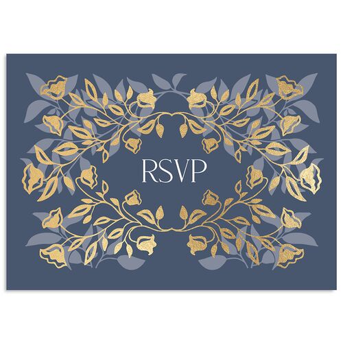 Rustic Nouveau Wedding Response Cards Gold Midnight Navy Signature Standard