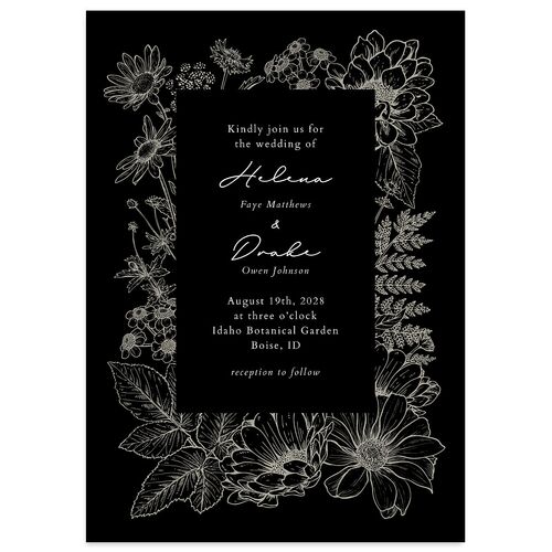 Rustic Botanical Frame Wedding Invitations Midnight Signature Blank No Standard