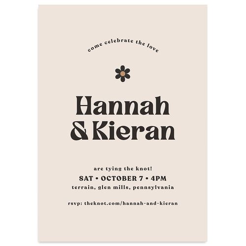 Simple Retro Daisy Wedding Invitations Charcoal Signature Blank No Standard