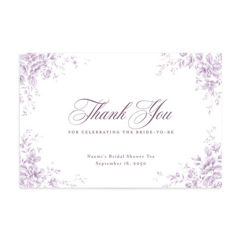 Vintage Florals Bridal Shower Thank You Postcards Mauve