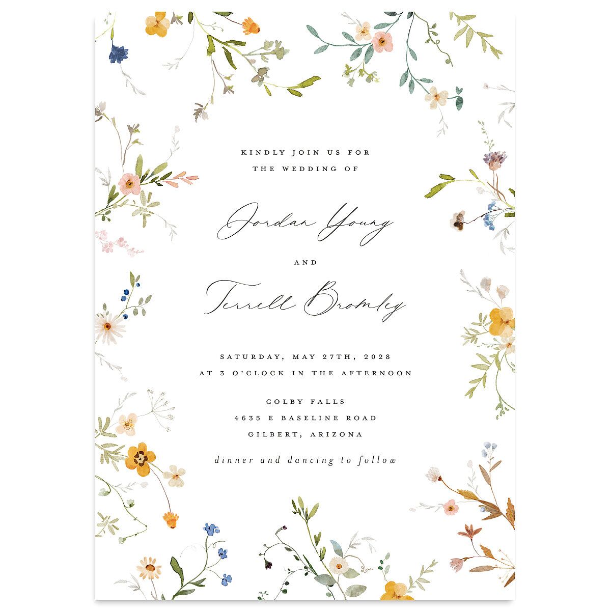 Dainty Wildflowers Wedding Invitations