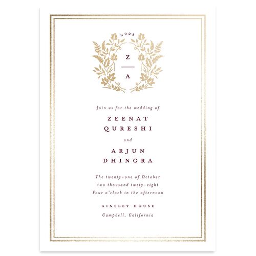 Rustic Kingdom Wedding Invitations Gold Bordeaux Signature Blank No Standard