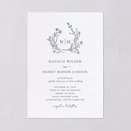 Natural Monogram Wedding Invitations Midnight Navy Signature Blank No Standard