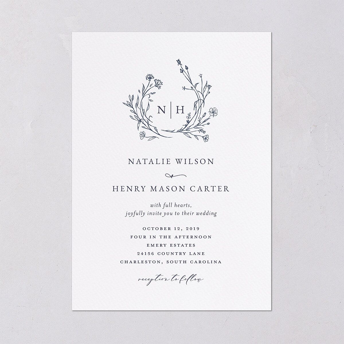Natural Monogram Wedding Invitations — view 2