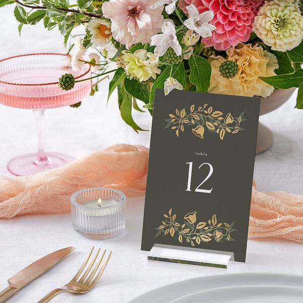 Rustic Nouveau Table Numbers Gold Hunter Green Signature
