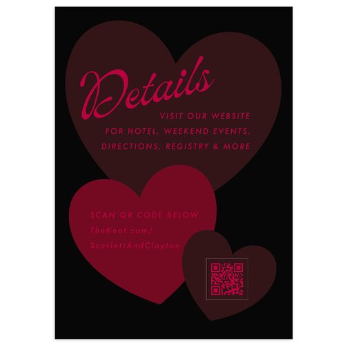 Modern Retro Hearts Wedding Event Detail Cards Midnight Signature Standard