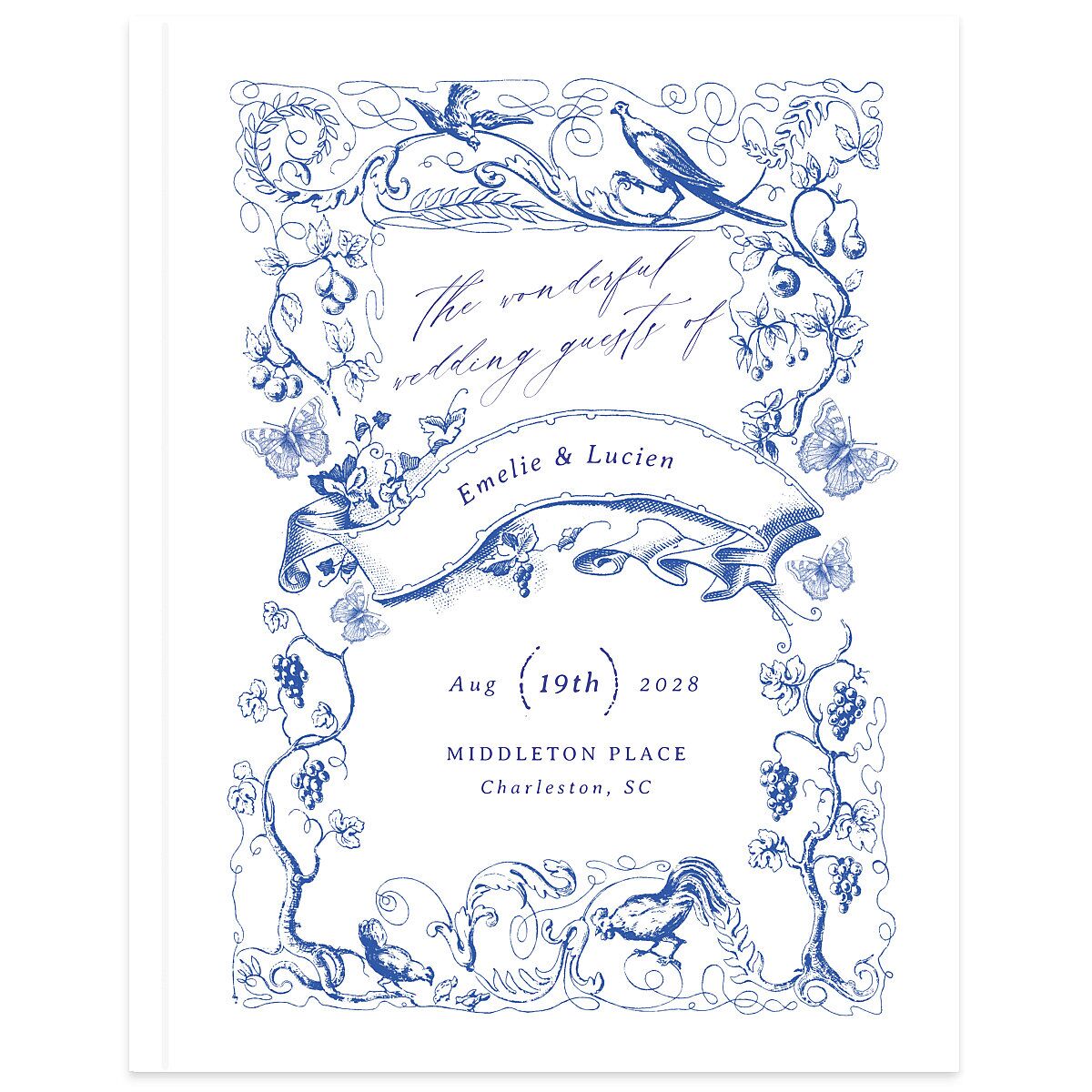 Vintage Toile Wedding Guest Book