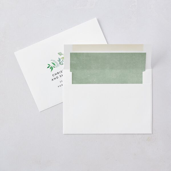 Leafy Ampersand Save The Date Cards Eucalyptus Signature smooth Blank No Standard