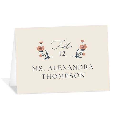 Flora Garden Border Place Cards Moody Blue Signature