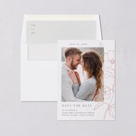 Floral Sketch Save The Date Cards Off-White Signature smooth Blank No