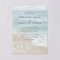 Beach Monogram Wedding Invitations Pale Blue Signature Blank No Standard