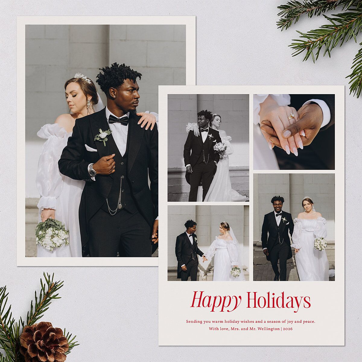 Simply Happy Holiday Cards Ruby Signature Blank Portrait Standard