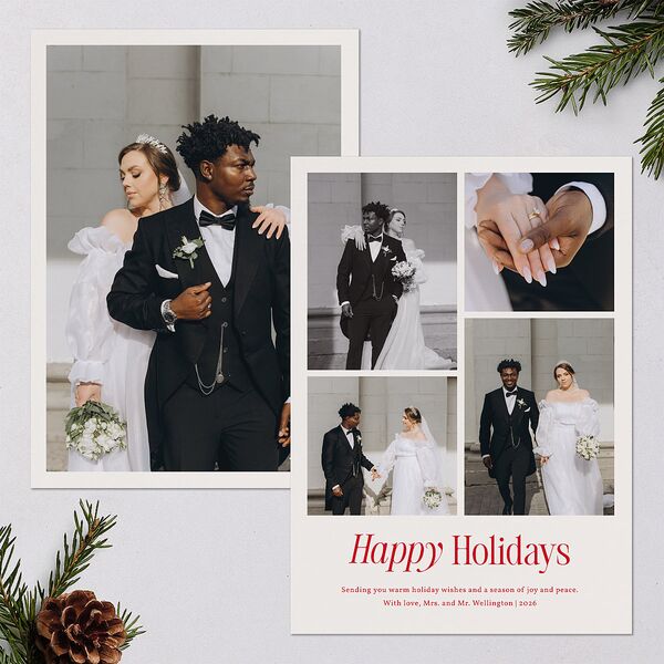 Simply Happy Holiday Cards Ruby Signature Blank Portrait Standard
