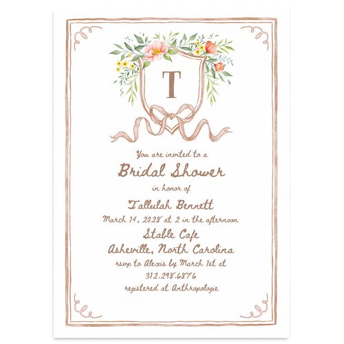 Countryside Crest Bridal Shower Invitations Mocha Signature Blank Standard