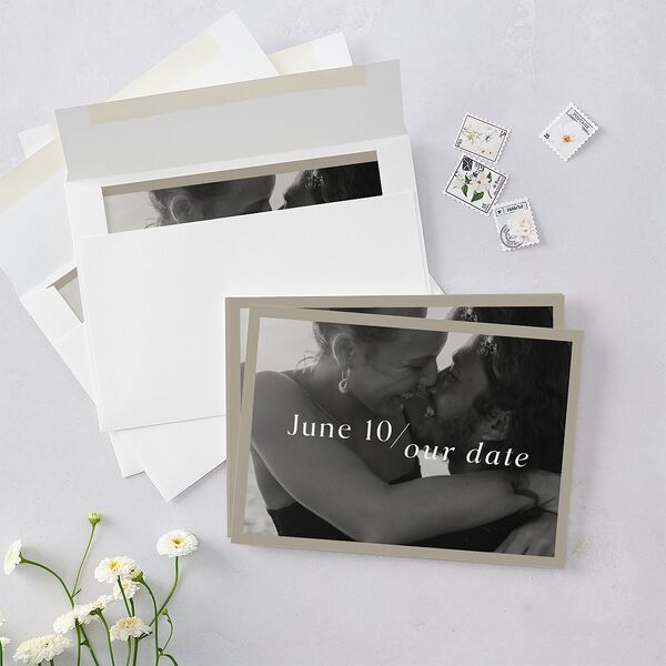 You and Me Save the Date Cards Fawn Signature smooth Blank No Standard