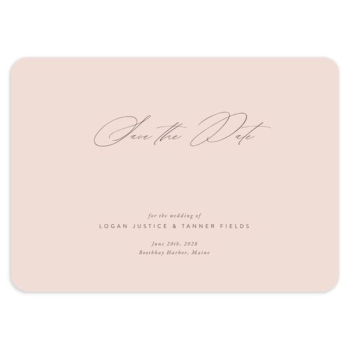 Romantic Minimal Save The Date Cards Pink Cotton Signature smooth Blank No Rounded