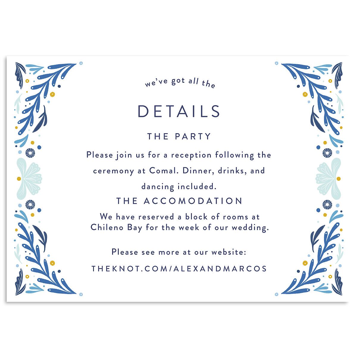 Folk Art Wedding Enclosure Cards